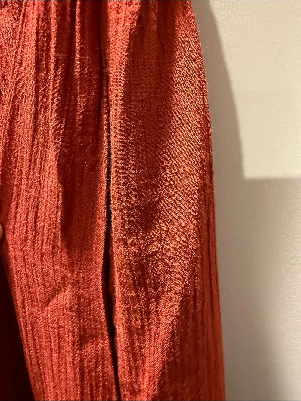 HALARA Rust Red Strapless Smocked Jumpsuit